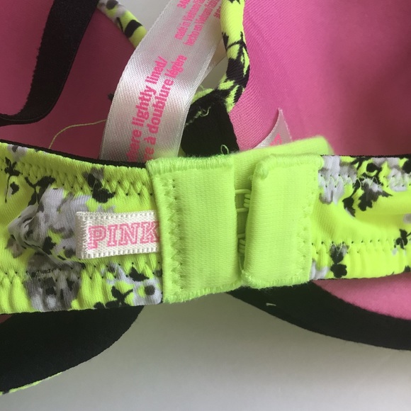 VICTORIAS SECRET PINK NEON YELLOW WEAR EVERYWHERE LIGHTLY LINED BRA SIZE… - Picture 7 of 15